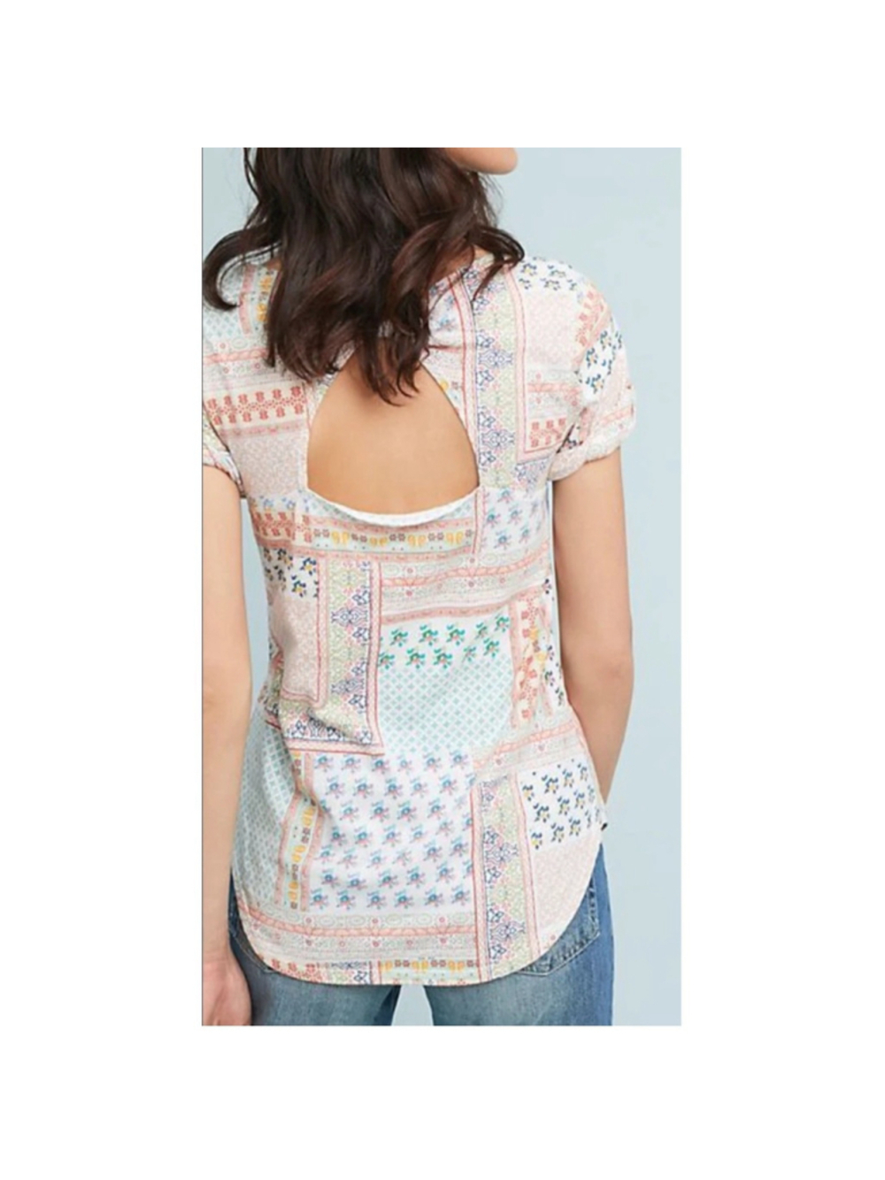 Anthropologie T.La Patchwork Short Sleeve Tee Size Small